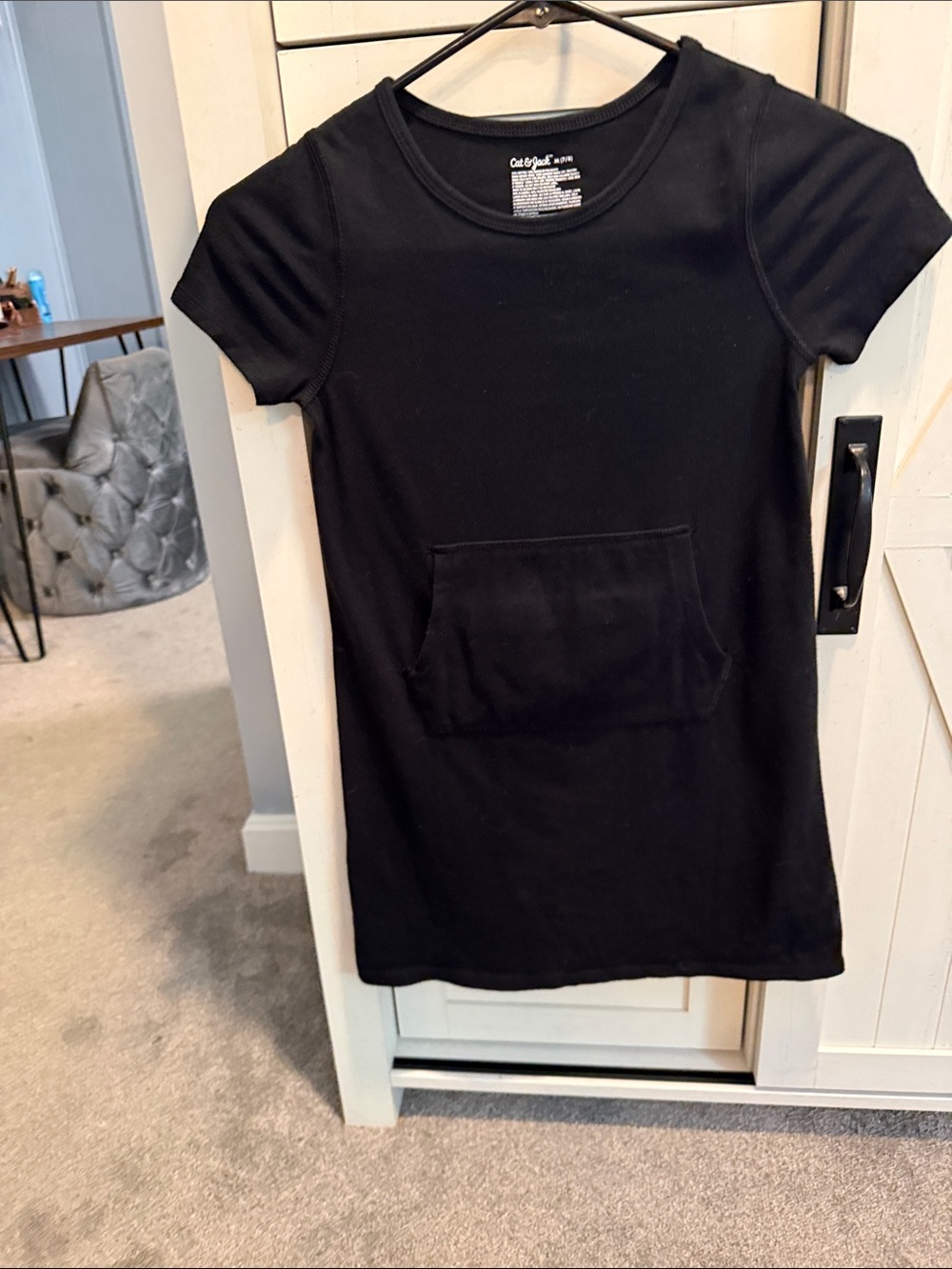 Cat & Jack Black Short Sleeve Pocket Sweatshirt Dress